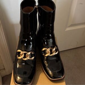 Steve Madden Black and Gold Ankle Boots